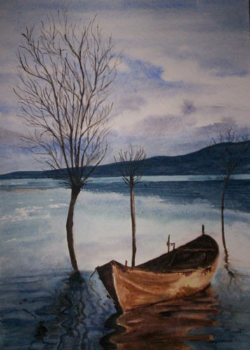 Peinture intitulée "Barque" par Mohamed Srir, Œuvre d'art originale