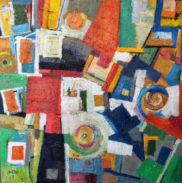 Картина под названием "Composition 6" - Mohammad Ali, Подлинное произведение искусства, Масло Установлен на Деревянная рама…