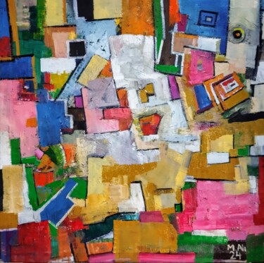 Картина под названием "Abstract 4" - Mohammad Ali, Подлинное произведение искусства, Масло Установлен на Деревянная рама для…