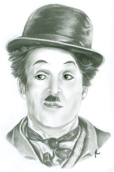 Peinture intitulée "Charlie Chaplin" par Amri Mohamed, Œuvre d'art originale