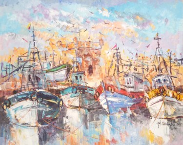 Painting titled "Port essaouira 3" by Mohammed Bouafia, Original Artwork, Acrylic