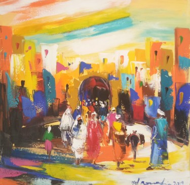 Peinture intitulée "Médina" par Mohammed Bouafia, Œuvre d'art originale, Acrylique
