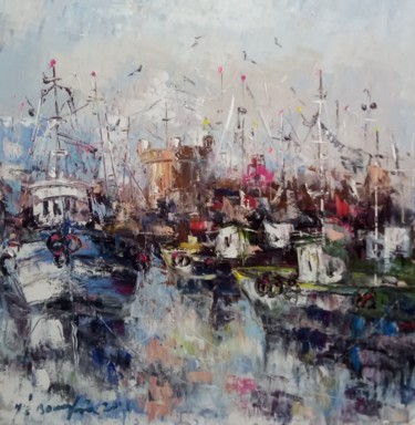 Painting titled "Port d essaouira 20…" by Mohammed Bouafia, Original Artwork, Acrylic