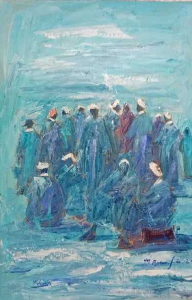 Painting titled "Bleu" by Mohammed Bouafia, Original Artwork, Acrylic