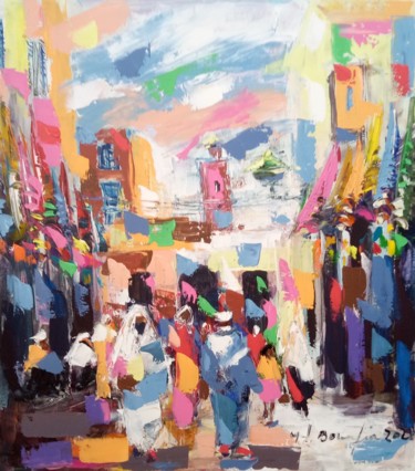 Peinture intitulée "Ruelle" par Mohammed Bouafia, Œuvre d'art originale, Acrylique