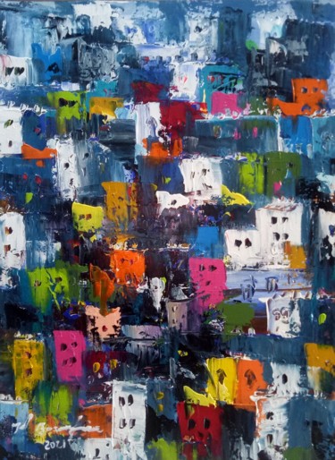 Painting titled "Terrasse 03" by Mohammed Bouafia, Original Artwork, Acrylic