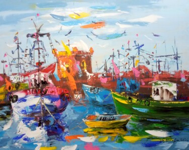 Painting titled "Essaouira port" by Mohammed Bouafia, Original Artwork, Acrylic