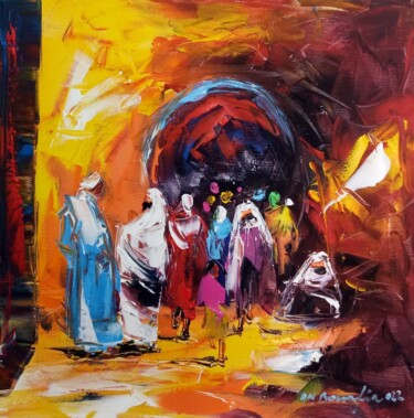 Pittura intitolato "Couleurs chaudes" da Mohammed Bouafia, Opera d'arte originale, Acrilico