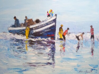 Malerei mit dem Titel "Retour de pêche 31" von Mohammed Bouafia, Original-Kunstwerk, Acryl