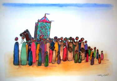 Peinture intitulée "fête de mariage" par Mohammed Chaara, Œuvre d'art originale