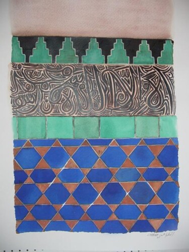 Peinture intitulée "Mosaiques" par Mohammed Chaara, Œuvre d'art originale
