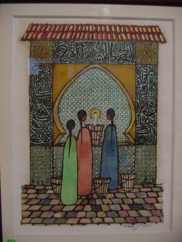 Peinture intitulée "la fontaine" par Mohammed Chaara, Œuvre d'art originale
