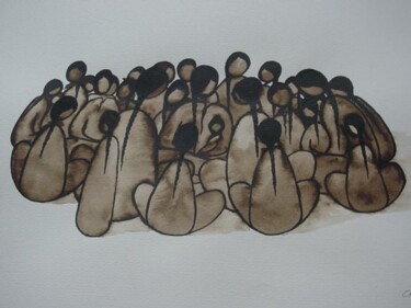 Painting titled "groupement de femmes" by Mohammed Chaara, Original Artwork