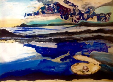 Картина под названием "La mer mediterranne…" - Mohammed Rachid Iraqi, Подлинное произведение искусства, Акрил