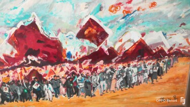 Pintura titulada "la marche verte" por Mohammed Rachid Iraqi, Obra de arte original, Oleo