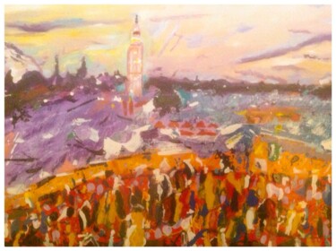 Painting titled "Souk a marrakech" by Mohammed Rachid Iraqi, Original Artwork