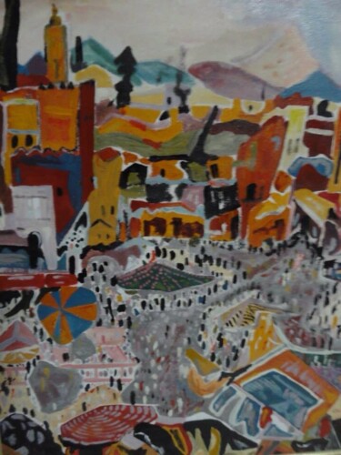 Painting titled "PLACE JAMAA LFNA MA…" by Mohammed Rachid Iraqi, Original Artwork