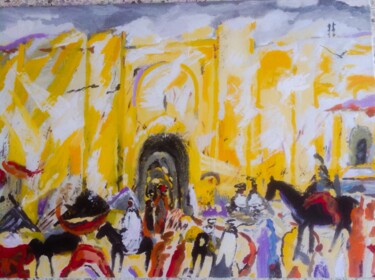 Peinture intitulée "Bab el had. A rabat…" par Mohammed Rachid Iraqi, Œuvre d'art originale, Huile