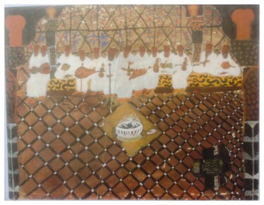 Peinture intitulée "Musique andalouse 1…" par Mohammed Rachid Iraqi, Œuvre d'art originale, Gouache