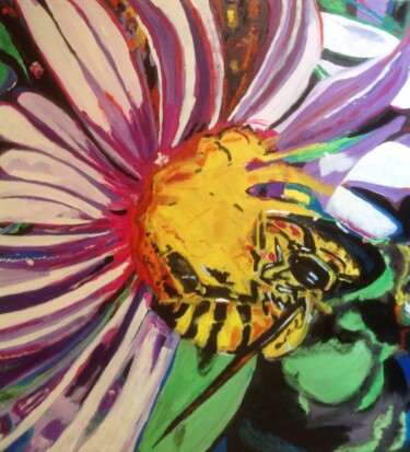 Schilderij getiteld "L'abeille" door Mohammed Rachid Iraqi, Origineel Kunstwerk, Olie