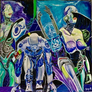 Pintura titulada "Robots" por Mohammed Rachid Iraqi, Obra de arte original