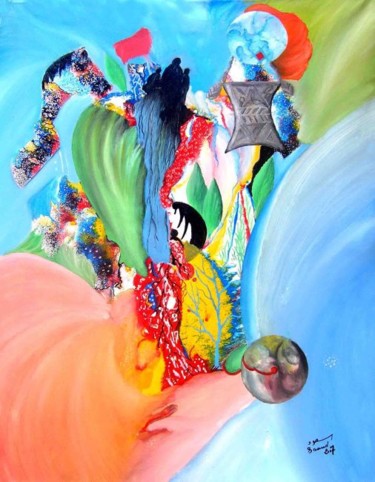 Peinture intitulée "Marche Amazigh" par Mohammed Saoud, Œuvre d'art originale