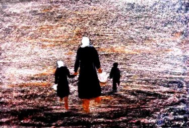 Peinture intitulée "Exode" par Mohammed Saoud, Œuvre d'art originale