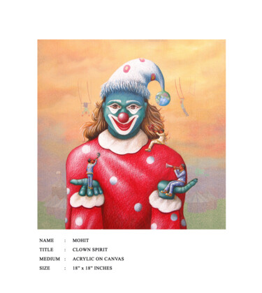 Peinture intitulée "Clown Spirit" par Mohit Kashayp, Œuvre d'art originale, Acrylique