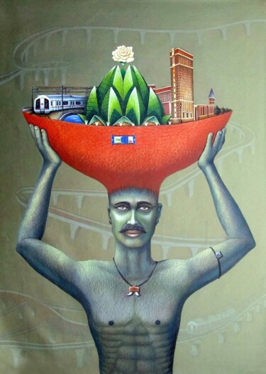 Painting titled "City Developer" by Mohit Kashayp, Original Artwork, Acrylic