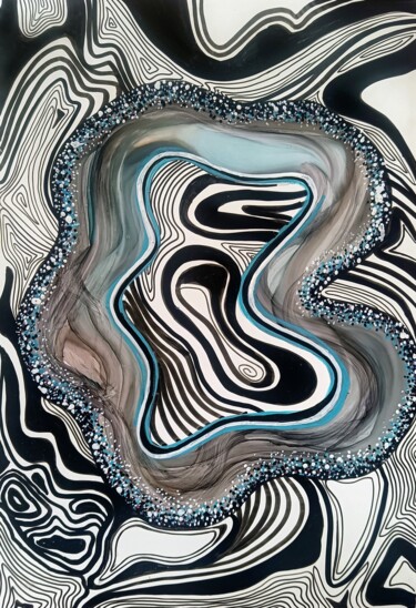 Картина под названием "Geode lookalike" - Mohita Garg, Подлинное произведение искусства, Акрил