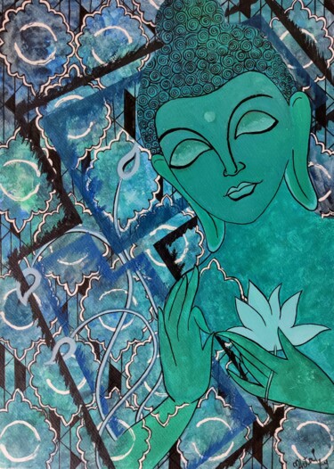 Pittura intitolato "Buddha blues" da Mohita Garg, Opera d'arte originale, Acrilico