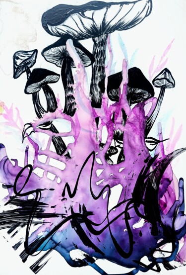 Painting titled "Magical mushrooms" by Mohita Garg, Original Artwork, Acrylic