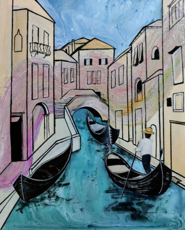 Schilderij getiteld "Venezia" door Mohita Garg, Origineel Kunstwerk, Acryl
