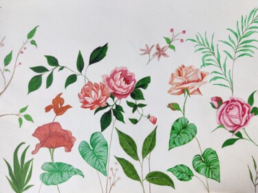 Pintura intitulada "Florals" por Mohita Garg, Obras de arte originais, Acrílico