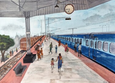 Painting titled "Journey" by Mohita Garg, Original Artwork, Watercolor