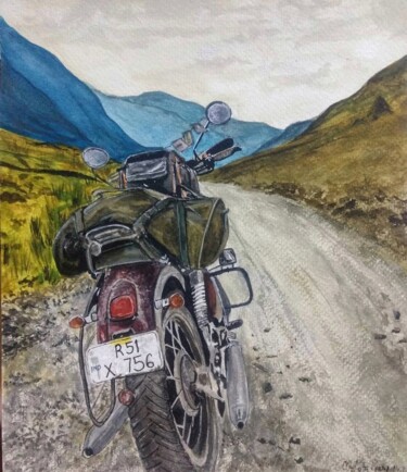 Malerei mit dem Titel "Traveling through L…" von Mohita Garg, Original-Kunstwerk, Aquarell