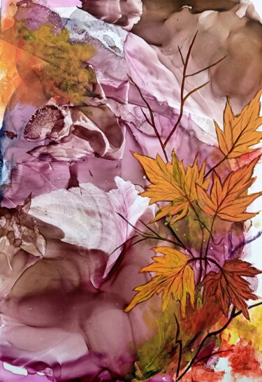 Peinture intitulée "Autumn is here" par Mohita Garg, Œuvre d'art originale, Encre