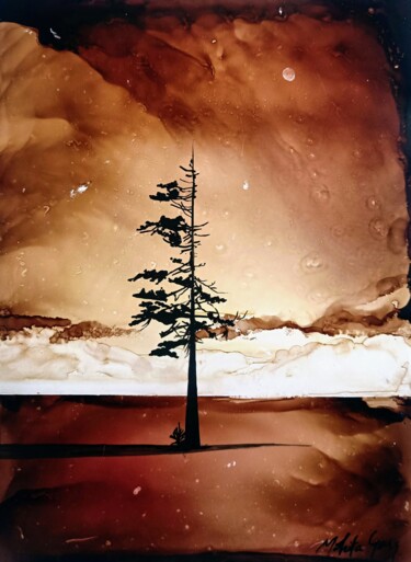Картина под названием "Tragically beautiful" - Mohita Garg, Подлинное произведение искусства, Чернила