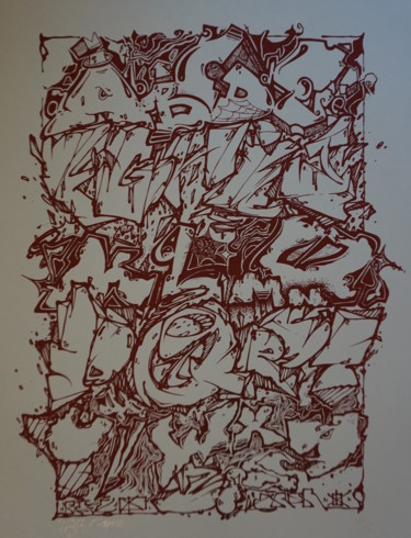 Druckgrafik mit dem Titel "serigraphie E.729 x…" von E.729, Original-Kunstwerk, Siebdruck