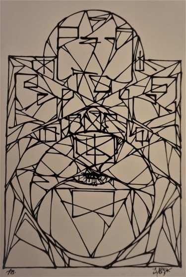 Dibujo titulada "vitrail" por E.729, Obra de arte original, Tinta