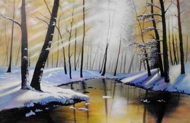 Painting titled "Winter returned" by Moin Uddin, Original Artwork, Collages