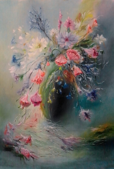 Schilderij getiteld "Flower fantasy" door Moin Uddin, Origineel Kunstwerk, Acryl