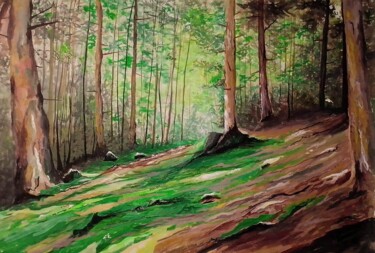 Pintura titulada "Wonders of woods" por Moin Uddin, Obra de arte original, Acrílico