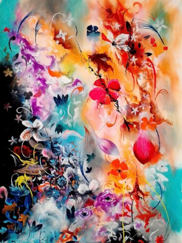 Pintura titulada "Petal fantasy" por Moin Uddin, Obra de arte original, Acrílico