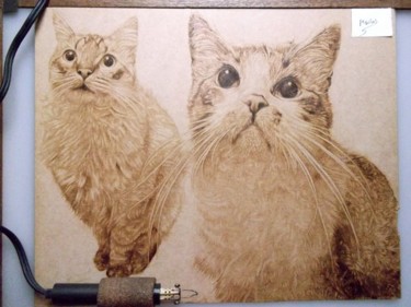 Drawing titled "Gatos" by M.Arte, Original Artwork, Pencil