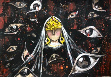 Картина под названием "Bride" - Mokhinur Fakhri, Подлинное произведение искусства, Акрил