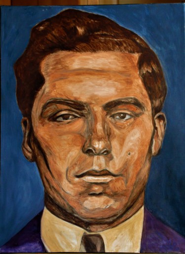 Painting titled "LUCKY LUCIANO" by Azaï, Original Artwork, Oil