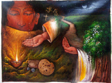 Pittura intitolato "GRACEFUL GOD HAND" da Moksh Solanki, Opera d'arte originale, Olio