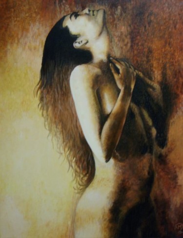 Painting titled "nu  sous la douche" by Yves Molac, Original Artwork