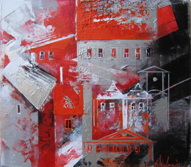 Schilderij getiteld "Red Prague" door Molena, Origineel Kunstwerk, Acryl